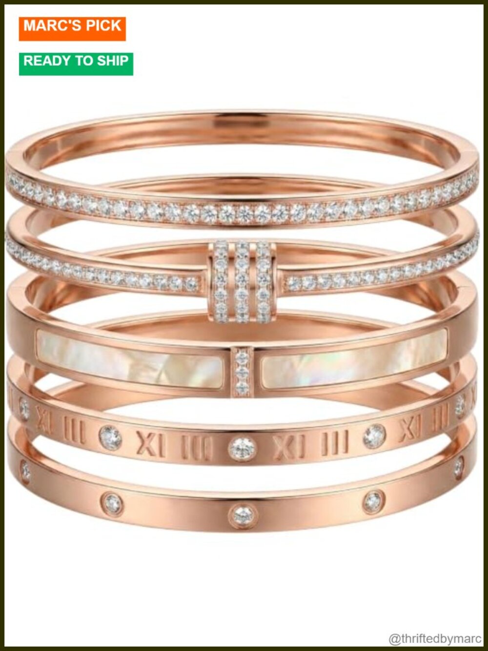 Gold Plated Stainless Steel Bangle Bracelet Set Waterproof Stackable